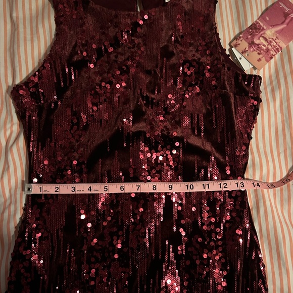 NWT Wine Colored Sequence Dress - Picture 5 of 7